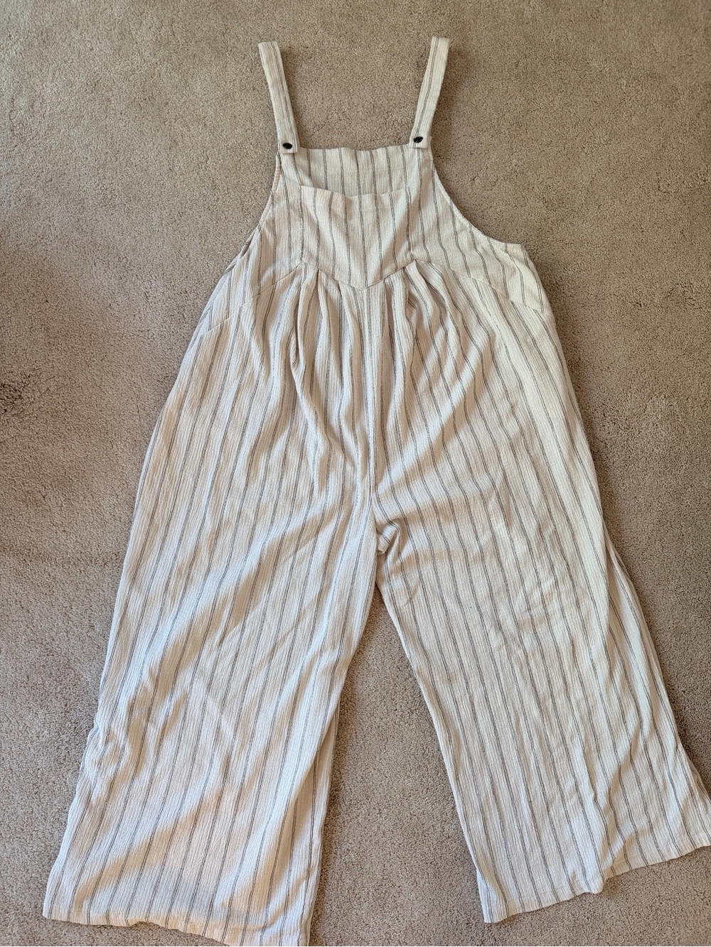 SHEIN Cream Striped Wide-Leg Jumpsuit